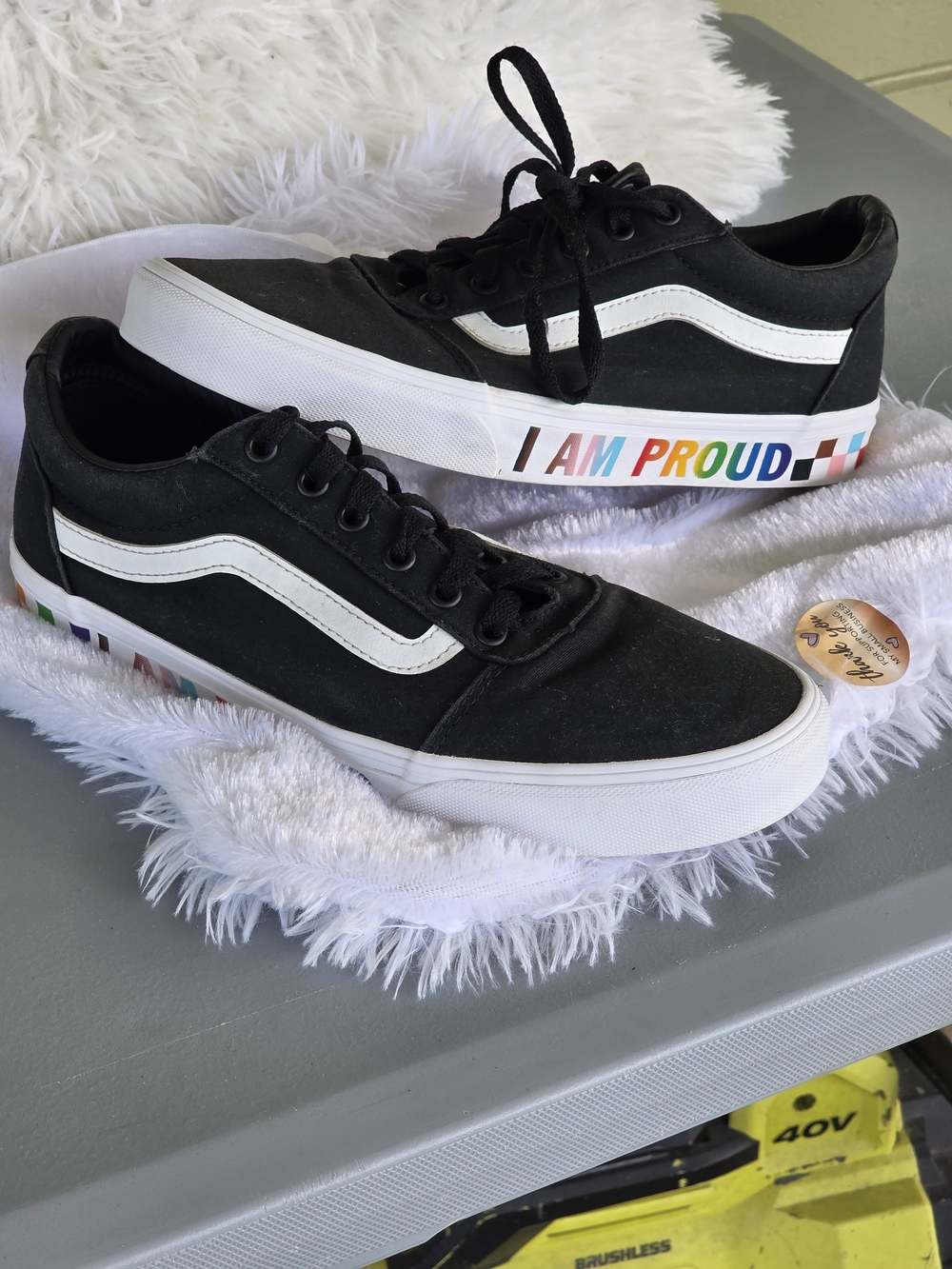 Vans Black Low-Top Sneakers with Pride Side Graphic